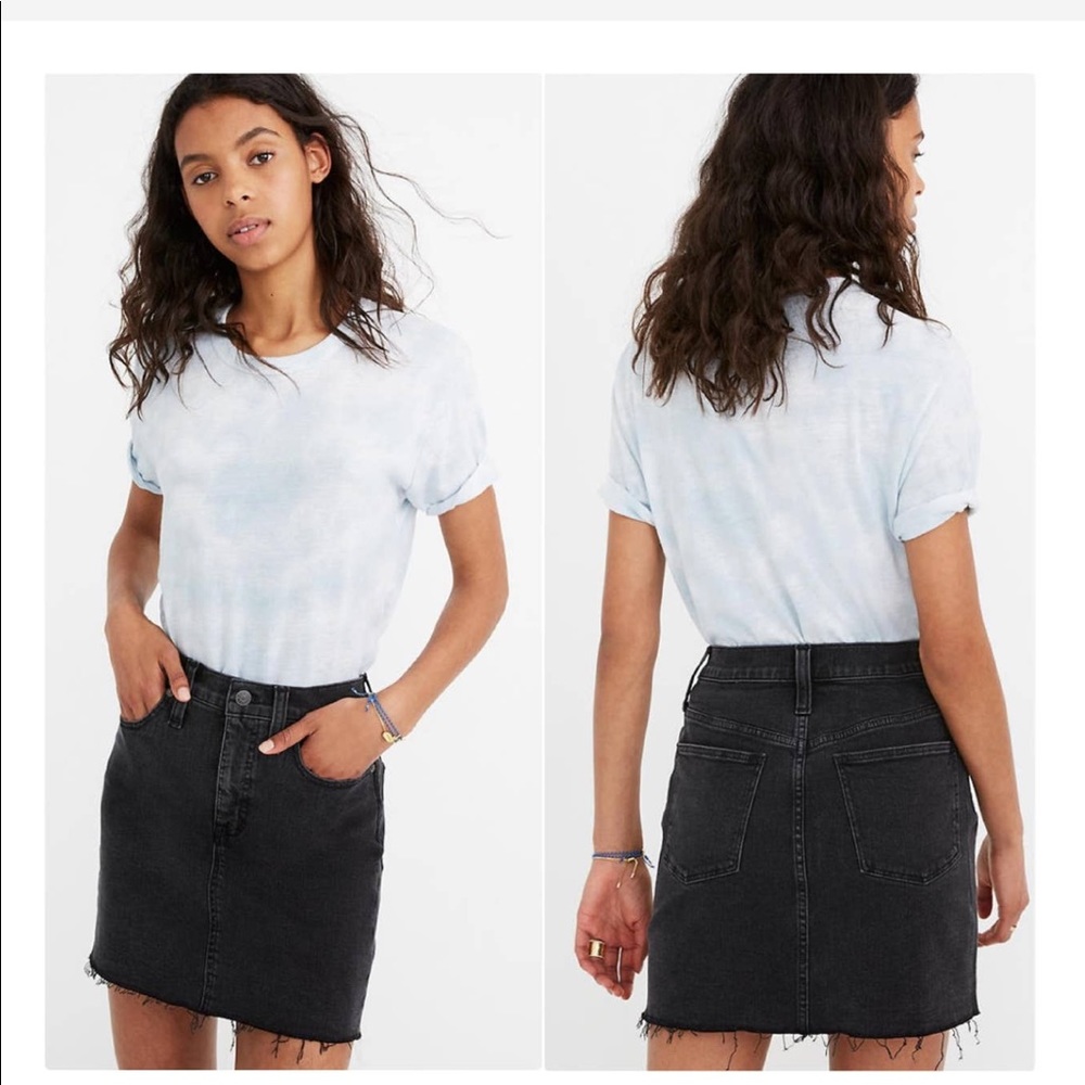 Madewell stretch denim black mini skirt